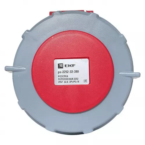 Розетка переносная 2252 3Р+РЕ+N 32А 380В IP67 PROxima EKF ps-2252-32-380 фото 2