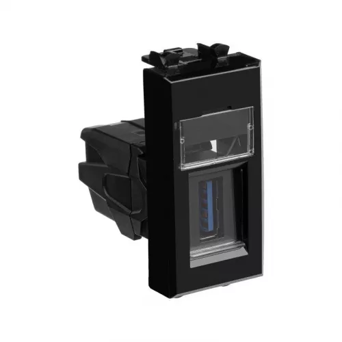 Розетка USB 3.0 1мод. Avanti "Черный квадрат" модульная тип А-А DKC 4402301 фото 2