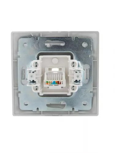 Розетка компьютерная 1-м СП Мира RJ45 метал. сер. LEZARD 701-1010-139 фото 4