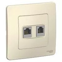 Розетка компьютерная + телеф. 2-м СП BLANCA RJ45 кат.5e + RJ11 молоч. SchE BLNIS045112