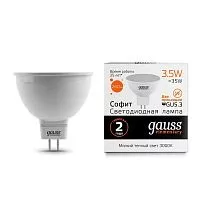 Лампа светодиодная Elementary MR16 3.5Вт 3000К тепл. бел. GU5.3 290лм 180-240В Gauss 16514 / 13514