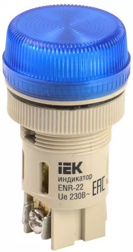Арматура светосигнальная ENR-22 230В d22мм цилиндр неон син. IEK BLS40-ENR-K07 Арматура светосигнальная ENR-22 230В d22мм цилиндр неон син. IEK BLS40-ENR-K07