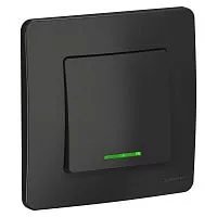 Переключатель проходной 1-кл. СП Blanca 10А IP20 (сх. 6) 250В с подсветкой антрацит SchE BLNVS010616