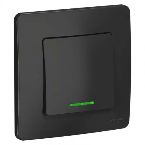 Переключатель проходной 1-кл. СП Blanca 10А IP20 (сх. 6) 250В с подсветкой антрацит SchE BLNVS010616