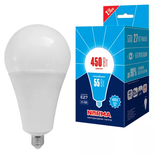 LED-A140-55W/4000K/E27/FR/NR Лампа светодиодная. Форма "A", матовая. Серия Norma. Белый свет (4000K). Картон. ТМ Volpe LED-A140-55W/4000K/E27/FR/NR Лампа светодиодная. Форма "A", матовая. Серия Norma. Белый свет (4000K). Картон. ТМ Volpe