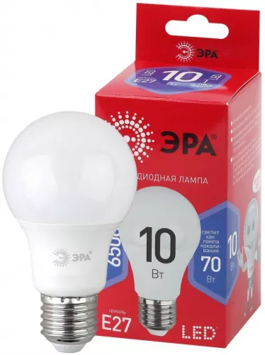 Лампа светодиодная A60-10W-865-E27 R (диод груша 10Вт хол E27) (10/100/2000) ЭРА Б0045324 Лампа светодиодная A60-10W-865-E27 R (диод груша 10Вт хол E27) (10/100/2000) ЭРА Б0045324