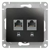 Механизм розетки комп. 2-м Glossa RJ45+RJ45 кат.5е антрацит SchE GSL000785KK