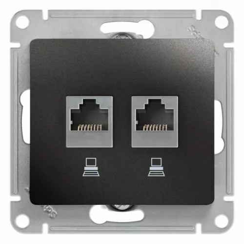Механизм розетки комп. 2-м Glossa RJ45+RJ45 кат.5е антрацит SchE GSL000785KK Механизм розетки комп. 2-м Glossa RJ45+RJ45 кат.5е антрацит SchE GSL000785KK