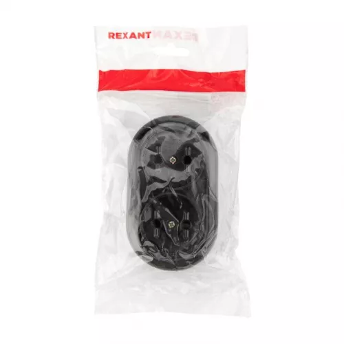 Колодка 2 гнезда карболитовая б/з 16А черн. Rexant 11-8981 фото 3