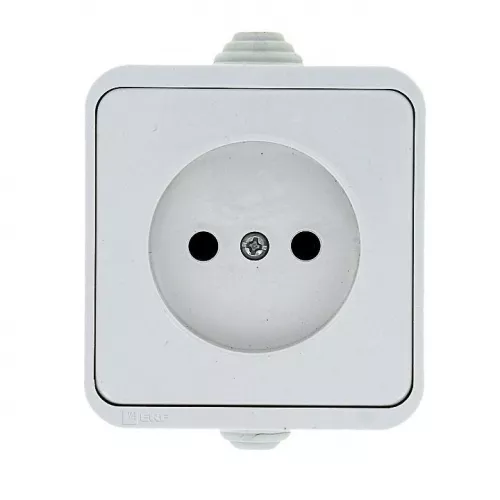 Розетка 1-м ОП Прага 10А IP44 без заземл. бел. EKF EKR10-022-10-44 фото 2