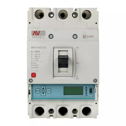 Выключатель автоматический 3п 250А 50кА AV POWER-2/3 ETU6.0 AVERES EKF mccb-23-250-6.0-av фото 2