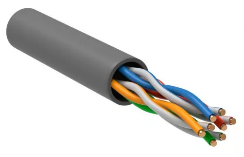 Кабель связи витая пара U/UTP (24AWG) кат.5е 4х2х0.51 ож PVC (305м) сер. (м) ITK LC1-C5E04-111
