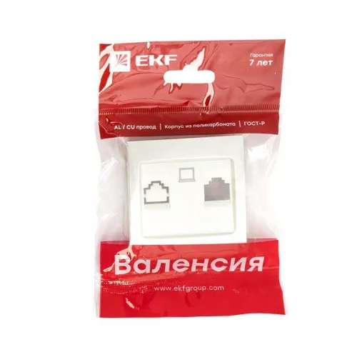 Панель лицевая Валенсия для 1-м розетки RJ45 жемчуж. PROxima EKF ESK01-L-035-50 фото 2