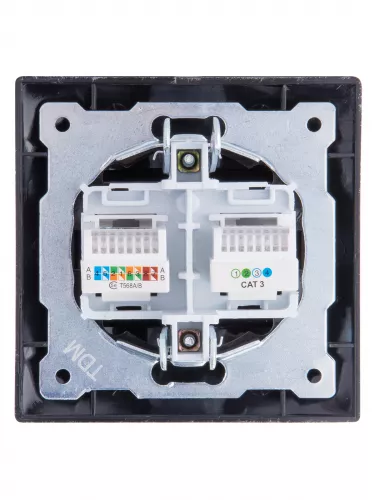 Розетка телефонная RJ11 + компьютерная RJ45 старинное серебро "Лама" TDM фото 4