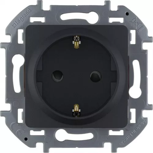 Механизм розетки 1-м СП Inspiria 16А IP20 250В 2P+E защ. шторки немецк. стандарт антрацит Leg 673733
