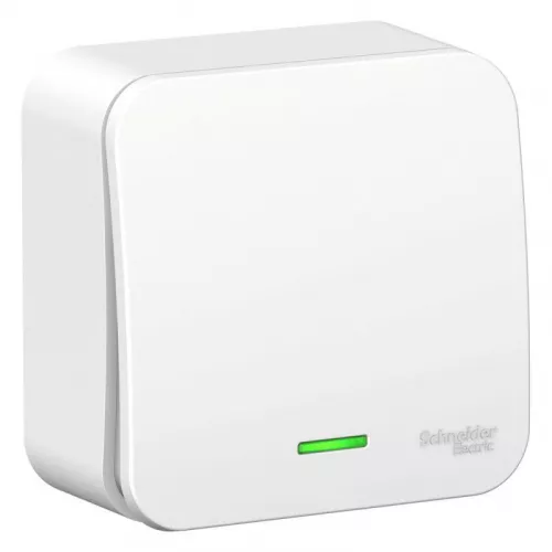 Переключатель 1-кл. ОП Blanca 10А IP20 (сх. 6) 250В с подсветкой с изолир. пластиной бел. SchE BLNVA106111