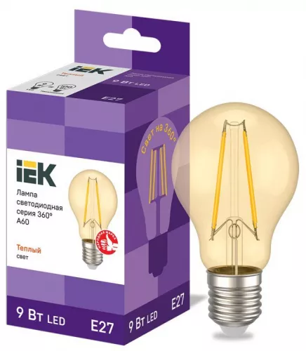 Лампа светодиодная 360° A60 9Вт шар 2700К E27 230В золото IEK LLF-A60-9-230-30-E27-CLG Лампа светодиодная 360° A60 9Вт шар 2700К E27 230В золото IEK LLF-A60-9-230-30-E27-CLG