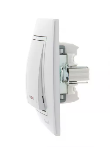 Выключатель 2-кл. СП Мира 10А IP20 с подсветкой со вставкой сер. метал. LEZARD 701-1010-112 фото 3