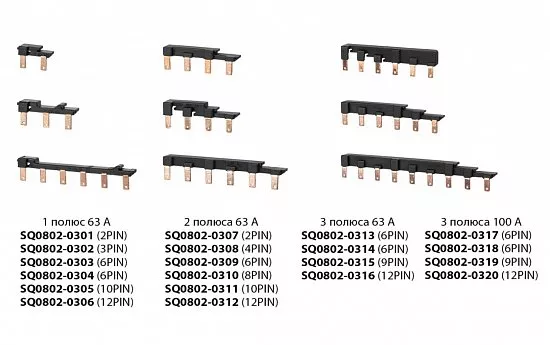 Шины соединительные наборные ШСН 63А и 100А PIN (штырь)