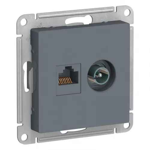 Механизм розетки компьютерной 2-м AtlasDesign RJ45 кат.5E+TV грифель SchE ATN000789