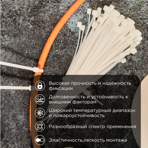 Хомут кабельный 100х2.5 нейл. бел. (уп.100шт) PROCONNECT 57-0100 фото 2 Хомут кабельный 100х2.5 нейл. бел. (уп.100шт) PROCONNECT 57-0100 фото 2