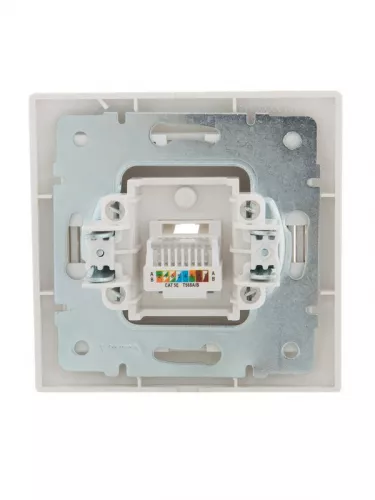 Розетка компьютерная 1-м СП Мира RJ45 жемчуж. бел. перламутр LEZARD 701-3030-139 фото 4