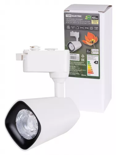 Светильник трековый однофазный LED TRL-02-045-WW 45 Вт, 24°, 3000 К, 90 Ra, белый, TDM Светильник трековый однофазный LED TRL-02-045-WW 45 Вт, 24°, 3000 К, 90 Ra, белый, TDM