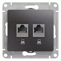Механизм розетки комп. 2-м Glossa RJ45+RJ45 кат.5е графит SchE GSL001385KK