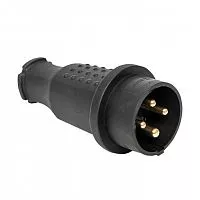 Вилка прямая 32А 3P+PE  380В IP44 каучук Basic EKF RPS-021-32-380-44