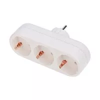 Тройник электрический линейный 16А с заземл. бел. Rexant 11-1079