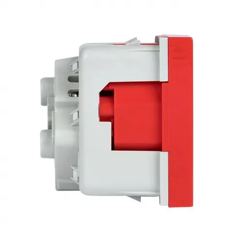 Розетка 45х45 PRO 45град. с заземл. красн. EKF E6MR16-028-70-45 фото 3