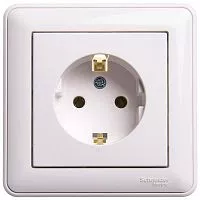 Розетка 1-м W59 16А без защ. шторок с заземл. бел. SchE RS16-154-18