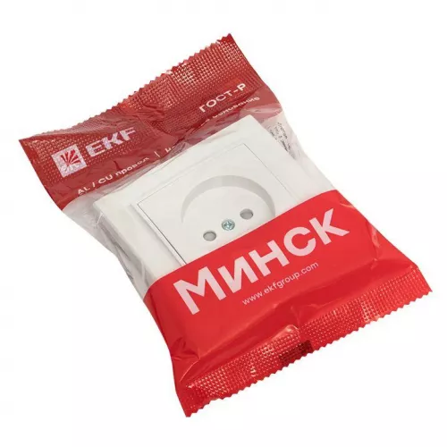Розетка 1-м СП Минск 10А защ. шторки без заземл. бел. Basic EKF ERR10-022-100 фото 3