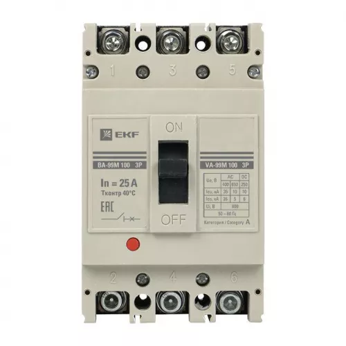 Выключатель автоматический 3п 100/25А 35кА ВА-99М PROxima EKF mccb99-100-25m фото 4