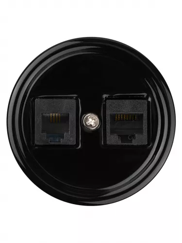 Розетка телефонная RJ11 + компьютерная RJ45 черная «Болонь» TDM фото 3