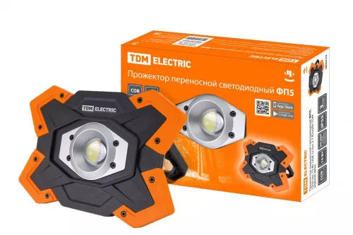 Прожектор переносной светодиодный ФП5, 15 Вт, 1250 лм, Li-Ion 3,7 B 6,6 A*ч, USB, TDM Прожектор переносной светодиодный ФП5, 15 Вт, 1250 лм, Li-Ion 3,7 B 6,6 A*ч, USB, TDM
