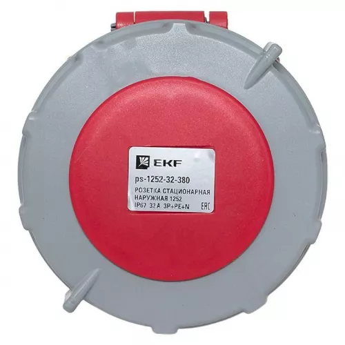 Розетка стационарная наружная 1252 3Р+РЕ+N 32А 380В IP67 PROxima EKF ps-1252-32-380 фото 3