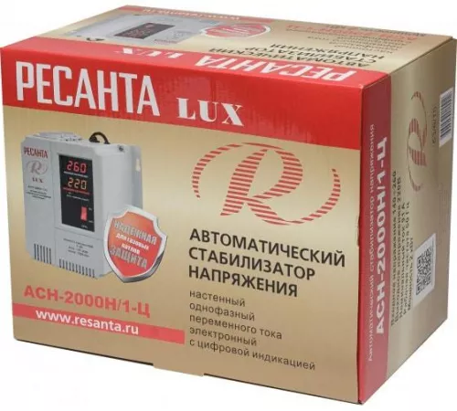 Стабилизатор напряжения АСН-2000 Н/1-Ц 1ф 2кВт настен. с одной розеткой IP20 релейный Lux Ресанта 63/6/15 фото 5