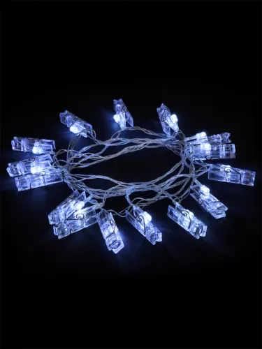 Гирлянда светодиодная "Прищепки" 3 м, 15LED, белый, 8 режимов, 250 В, IP20, TDM фото 4