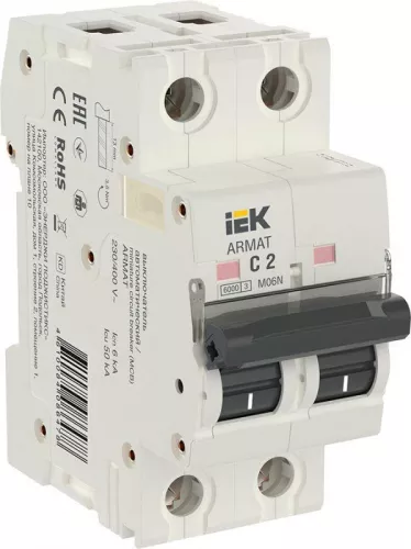 Выключатель автоматический 2п C 2А M06N ARMAT IEK AR-M06N-2-C002