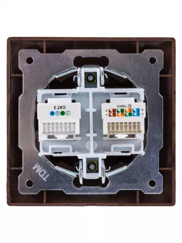 Розетка телефонная RJ11 + компьютерная RJ45 венге "Лама" TDM фото 4