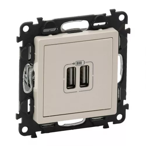 Механизм розетки USB Valena Life 2 разъема 240В/5В 1500мА с лиц. панелью сл. кость Leg 753512 фото 2
