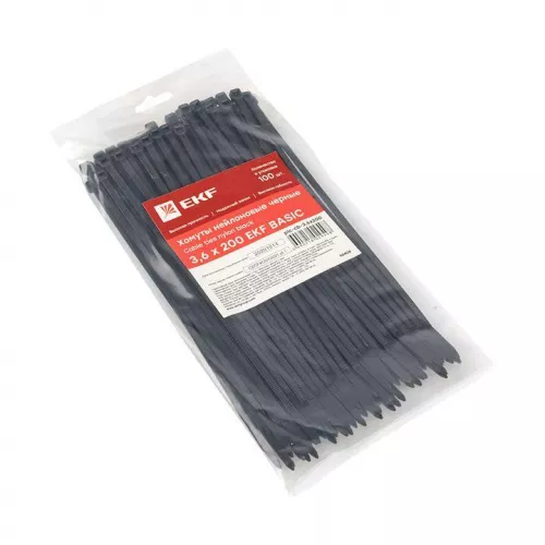 Хомут кабельный 3.6х200 нейл. черн. (уп.100шт) EKF plc-cb-3.6x200 фото 2