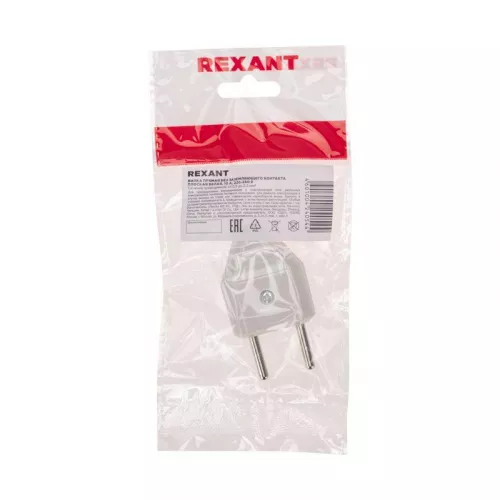 Вилка прямая 10А без заземл. плоская бел. Rexant 11-8946 фото 5