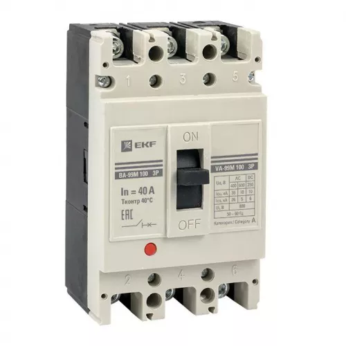 Выключатель автоматический 3п 100/40А 35кА ВА-99М PROxima EKF mccb99-100-40m Выключатель автоматический 3п 100/40А 35кА ВА-99М PROxima EKF mccb99-100-40m
