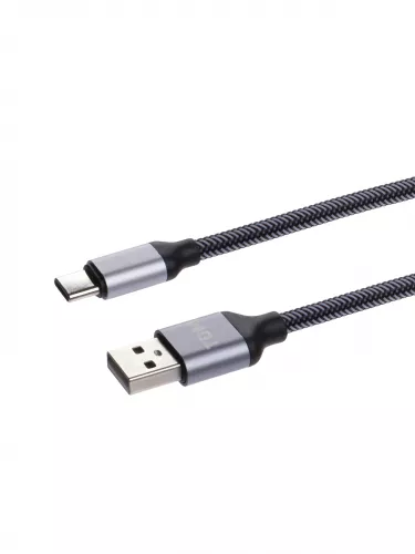Дата-кабель, ДК 11, USB - USB Type-C, 1 м, тканевая оплетка, серый, TDM фото 3