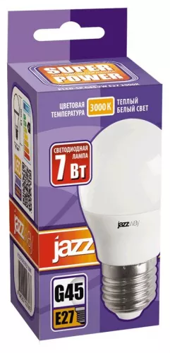 Лампа светодиодная PLED-SP-G45 7Вт шар 3000К тепл. бел. E27 540лм 230В JazzWay 1027863-2 фото 2