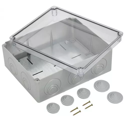 Коробка распаячная ОП 240х195х90 IP55 КМ41346 прозр. крыш. монт. плата IEK UKO10-240-195-090-K53-55 фото 2