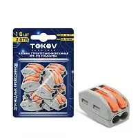 Клемма строительно-монтажная PCT-212 с рычагом 2 отверстия (блист.10шт) TOKOV ELECTRIC TKE-PCT-212/BL10