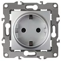 Механизм розетки 1-м СП Эра12 12-2101-03 16А IP20 16AX 250В 2P+E Schuko алюм. Эра Б0014677